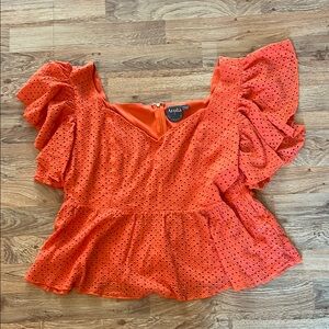 Arula/orange eyelet top/L/like new condition